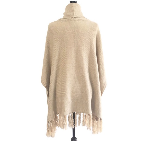 WHBM Cowl Neck Fringe Poncho SZ XXS/XS - Picture 2 of 6